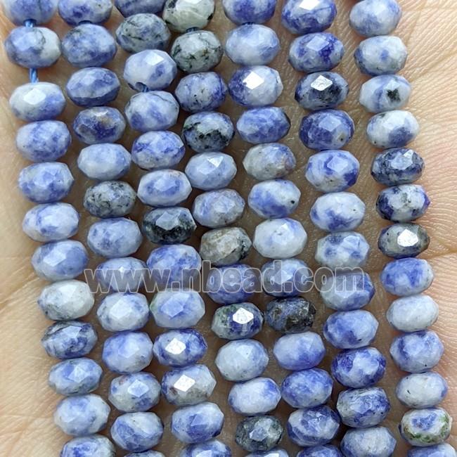 Natural Blue Dalmatian Jasper Beads Faceted Rondelle