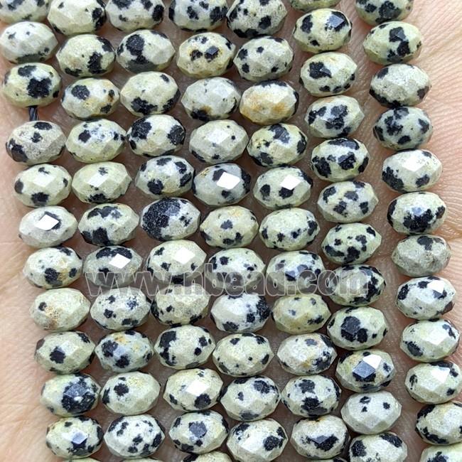 Natural Black Dalmatian Jasper Beads Faceted Rondelle