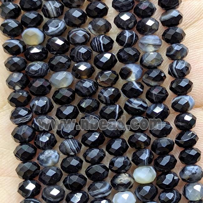 Black Striped Agate Beads Banded Faceted Rondelle Dye