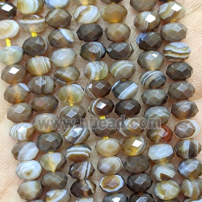 Coffee Striped Agate Beads Banded Faceted Rondelle Dye