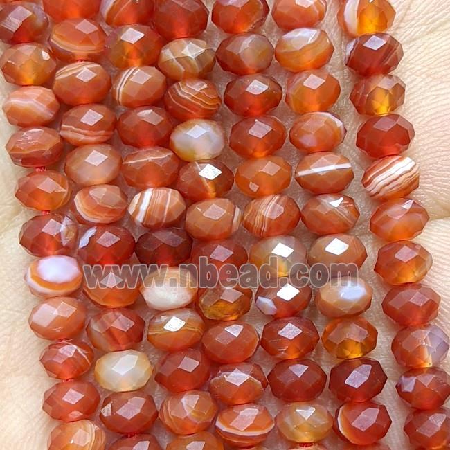 Red Striped Agate Beads Banded Faceted Rondelle Dye
