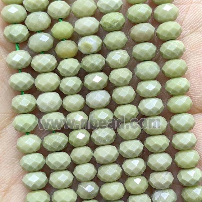 Natural Chinese Alashan Agate Beads Green Faceted Rondelle