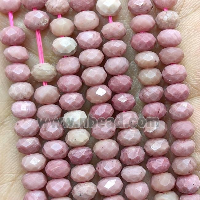 Natural Pink Wood Lace Jasper Beads Faceted Rondelle
