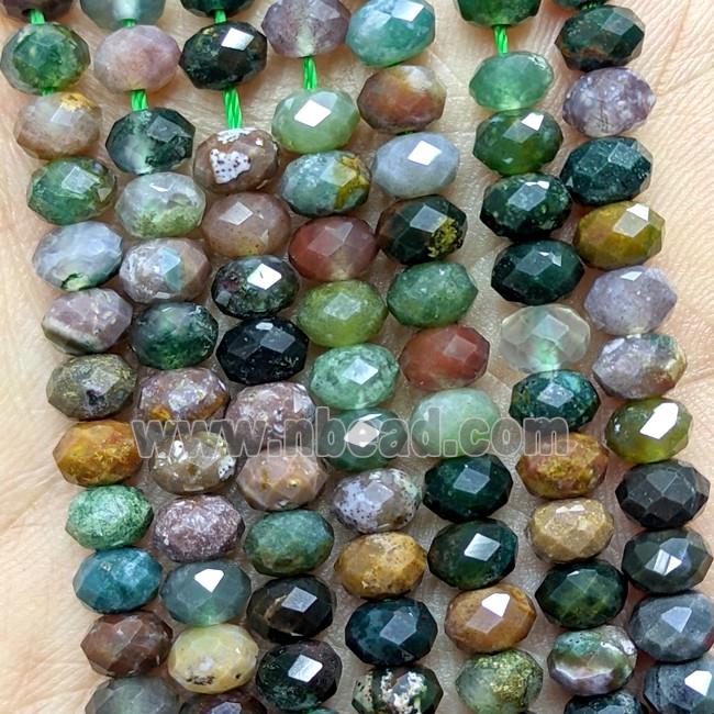 Natural Indian Agate Beads Multicolor Faceted Rondelle