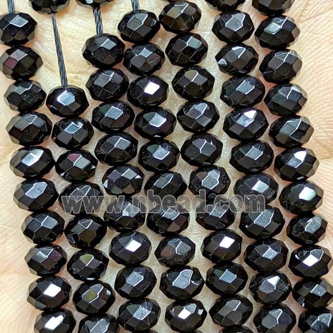 Natural Black Obsidian Beads Faceted Rondelle