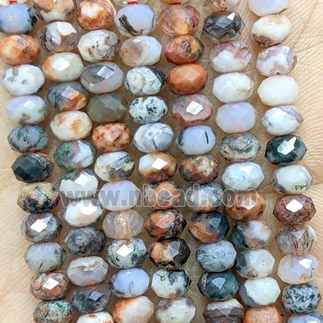 Natural Tree Agate Beads Dye Faceted Rondelle