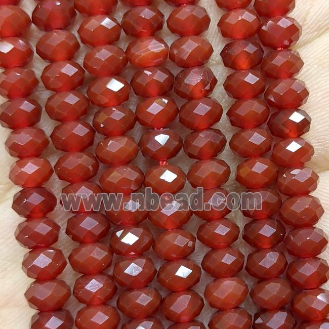 Natural Red Agate Beads Dye Faceted Rondelle