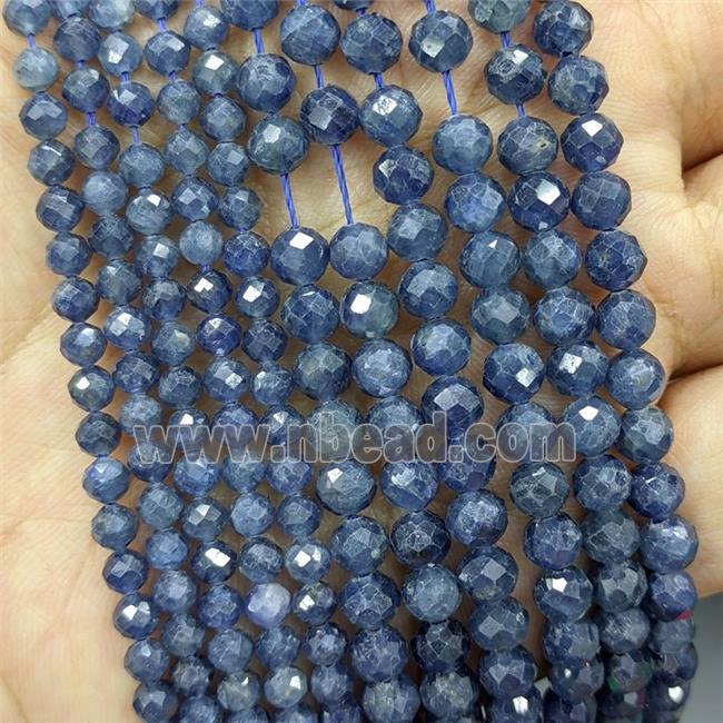 Natural Sapphire Beads AA-Grade Blue Faceted Round