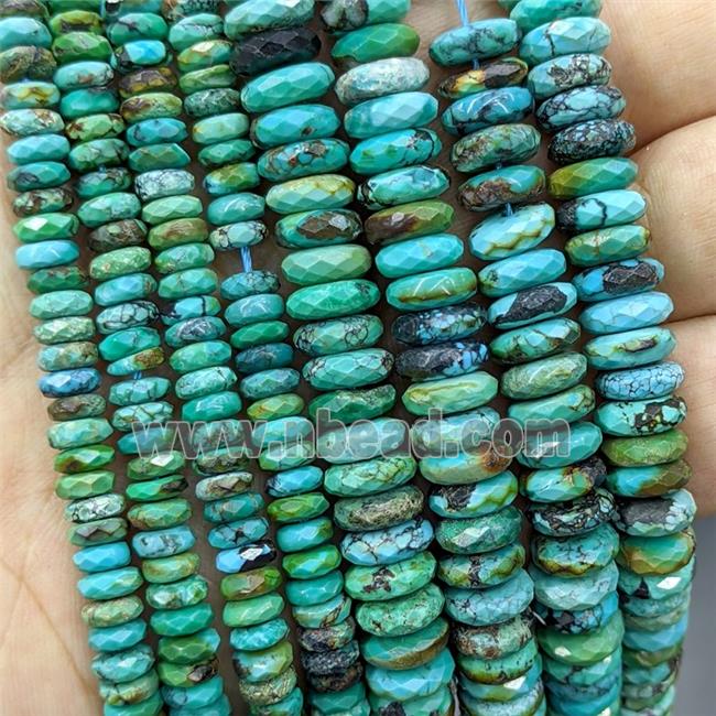 Natural Chinese Hubei Turquoise Spacer Beads Green Faceted Heishi