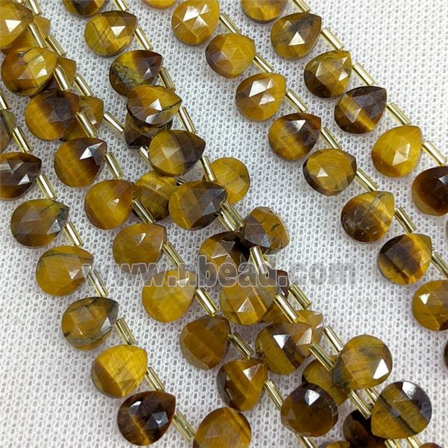 Natural Tiger Eye Stone Beads Faceted Teardrop Topdrilled