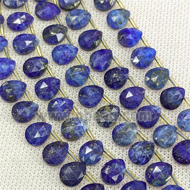 Natural Blue Lapis Lazuli Beads Faceted Teardrop Topdrilled