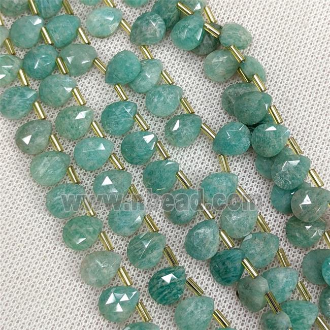 Natural Green Amazonite Beads Faceted Teardrop Topdrilled