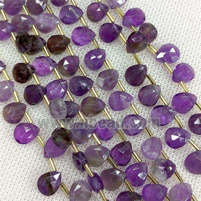 Natural Purple Amethyst Beads Faceted Teardrop Topdrilled