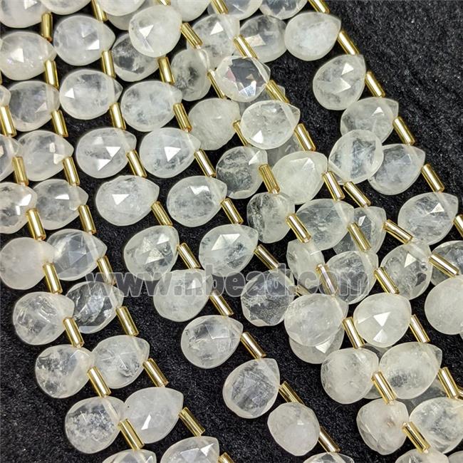 Natural Clear Crystal Quartz Beads Faceted Teardrop Topdrilled