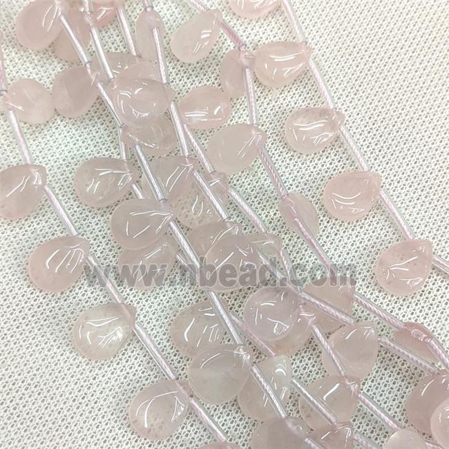 Natural Pink Rose Quartz Teardrop Beads Topdrilled