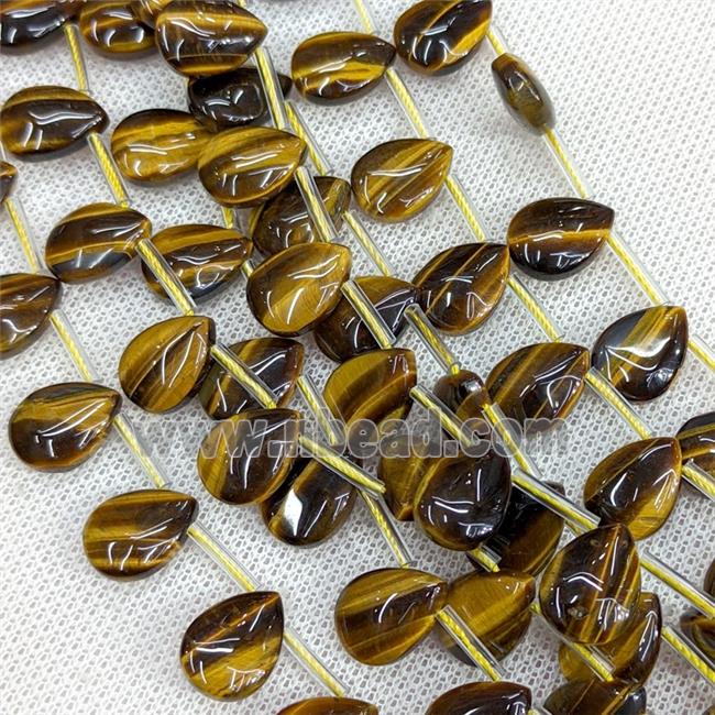 Natural Tiger Eye Stone Teardrop Beads Topdrilled
