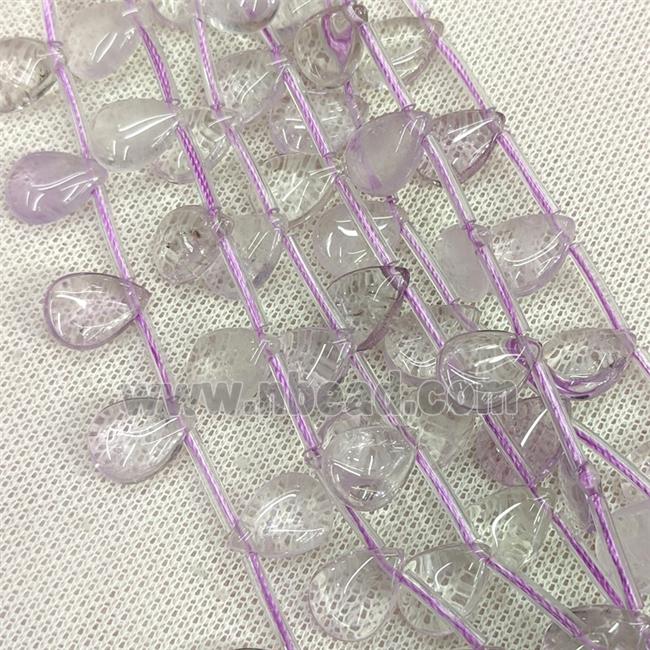 Natural Lt.purple Amethyst Teardrop Beads Topdrilled