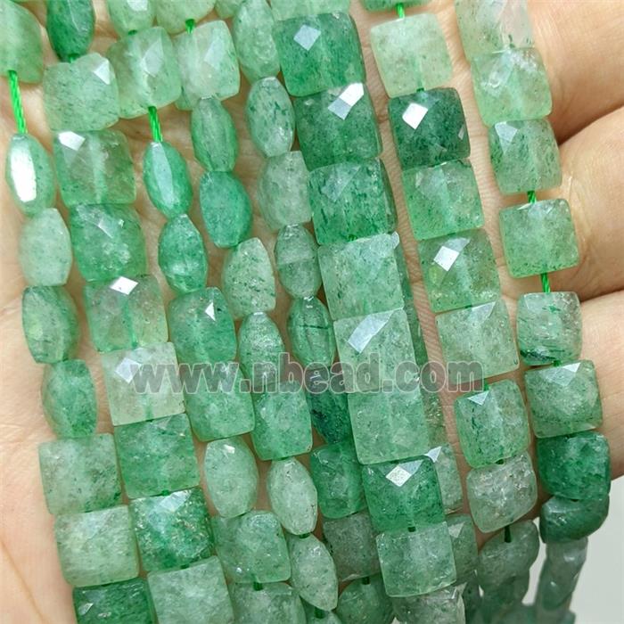 Natural Green Strawberry Quartz Beads Faceted Square
