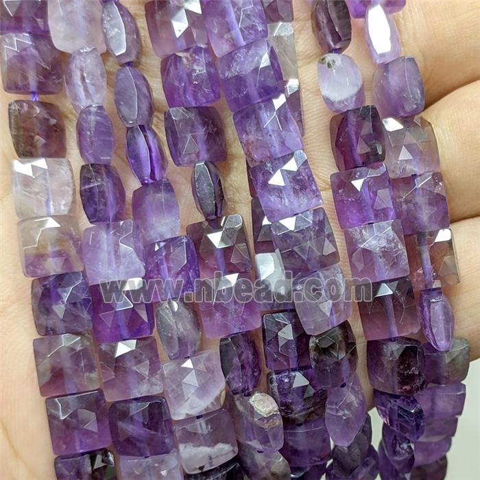 Natural Purple Amethyst Beads Faceted Square