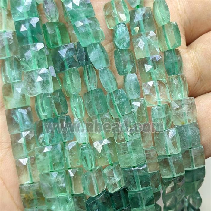 Natural Green Fluorite Beads Faceted Square