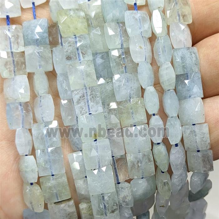 Natural Blue Aquamarine Beads Faceted Square