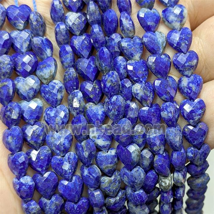 Natural Blue Lapis Lazuli Heart Beads Faceted