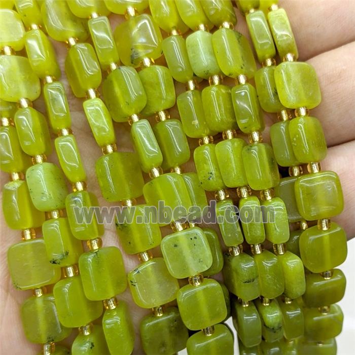 Natural Lemon Jade Beads Square Olive