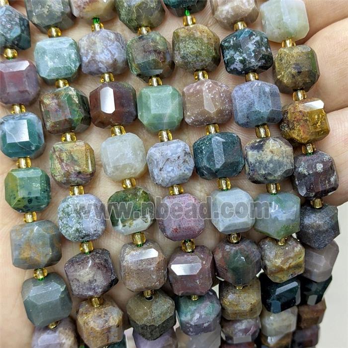 Natural Indian Agate Beads Faceted Cube Multicolor