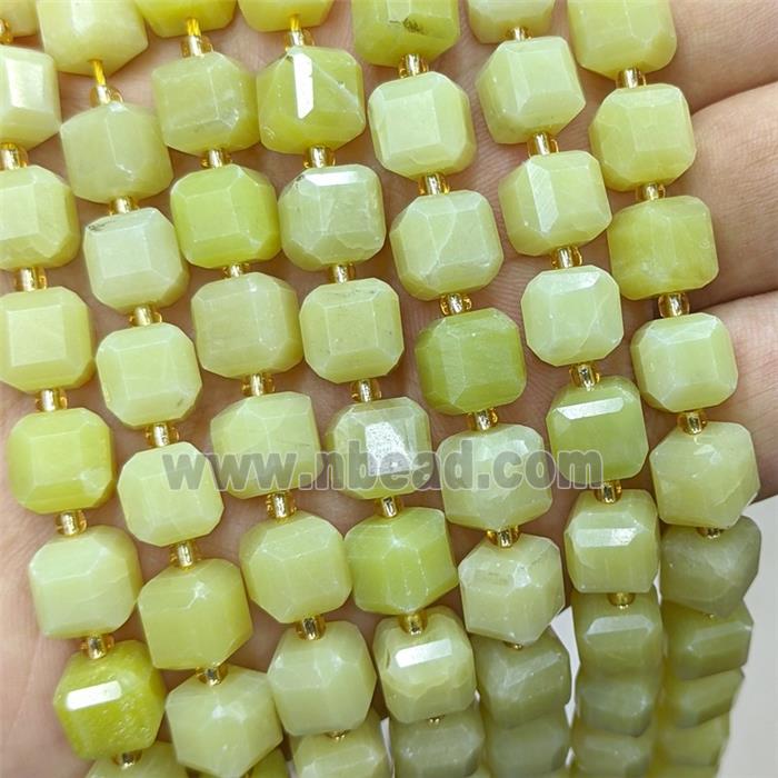 Natural Lemon Jade Beads Faceted Cube