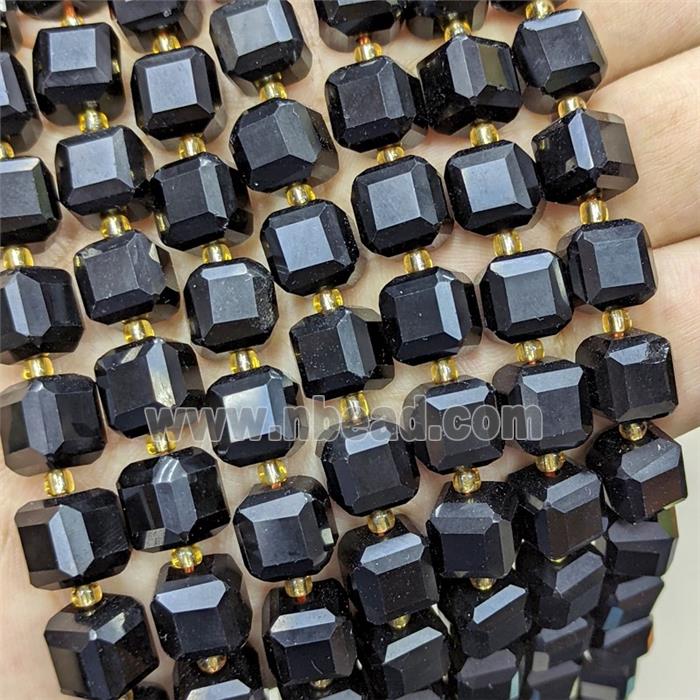 Natural Black Obsidian Beads Faceted Cube