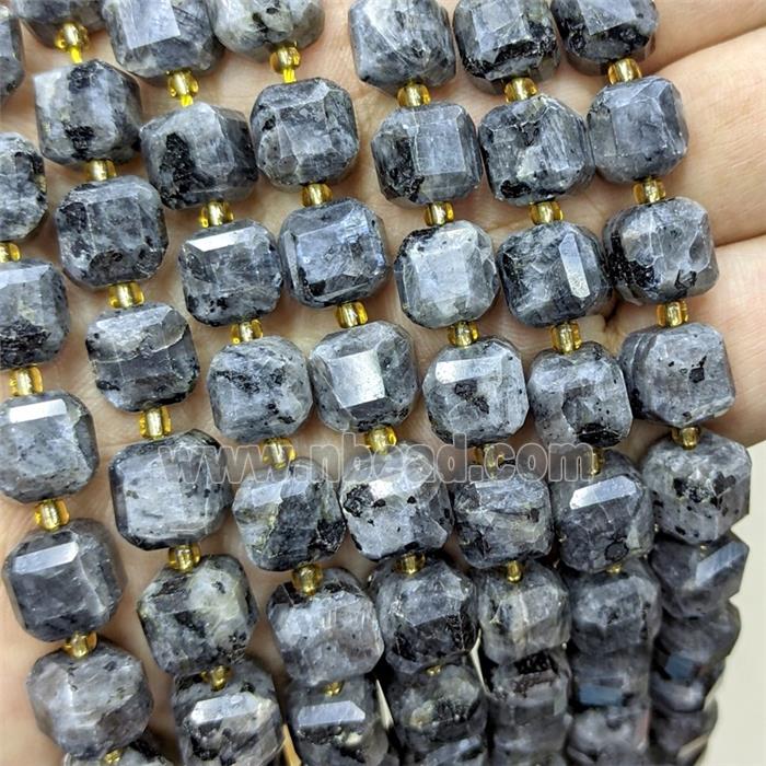 Natural Black Labradorite Beads Faceted Cube