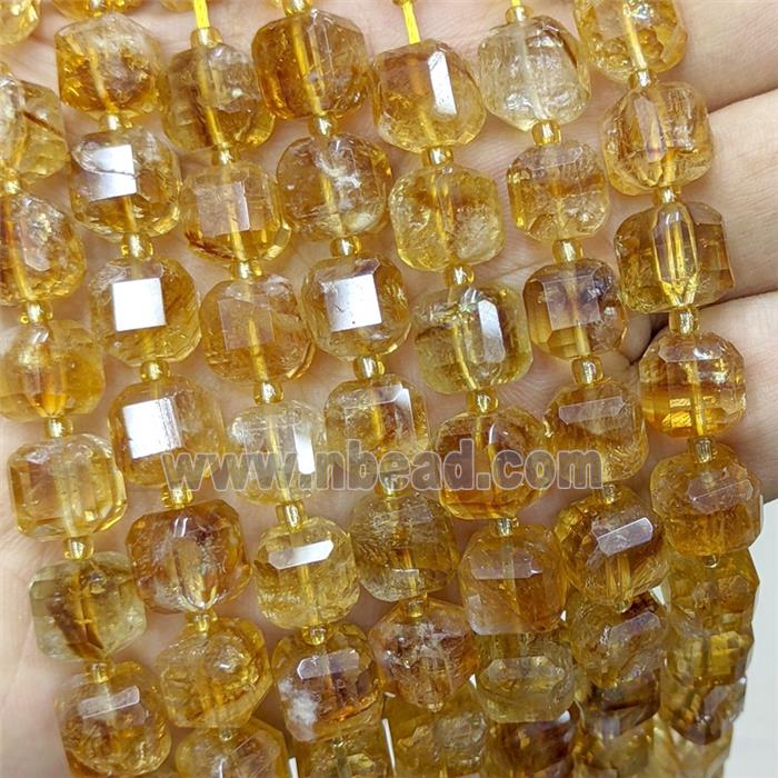 Natural Yellow Citrine Beads Faceted Cube