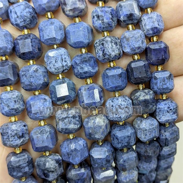 Natural Blue Dumortierite Beads Faceted Cube
