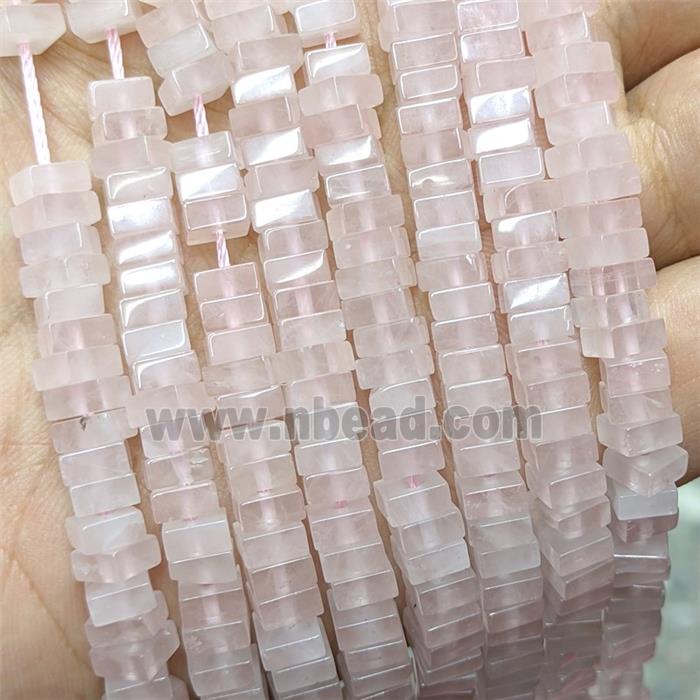 Natural Pink Rose Quartz Square Beads