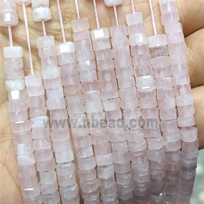 Natural Pink Rose Quartz Hexagon Beads