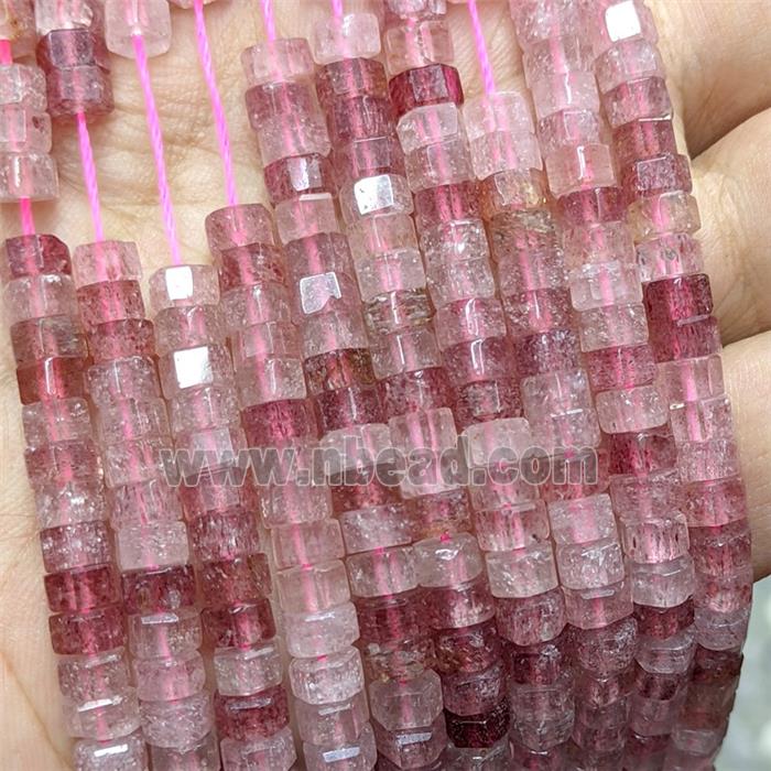 Natural Pink Strawberry Quartz Hexagon Beads