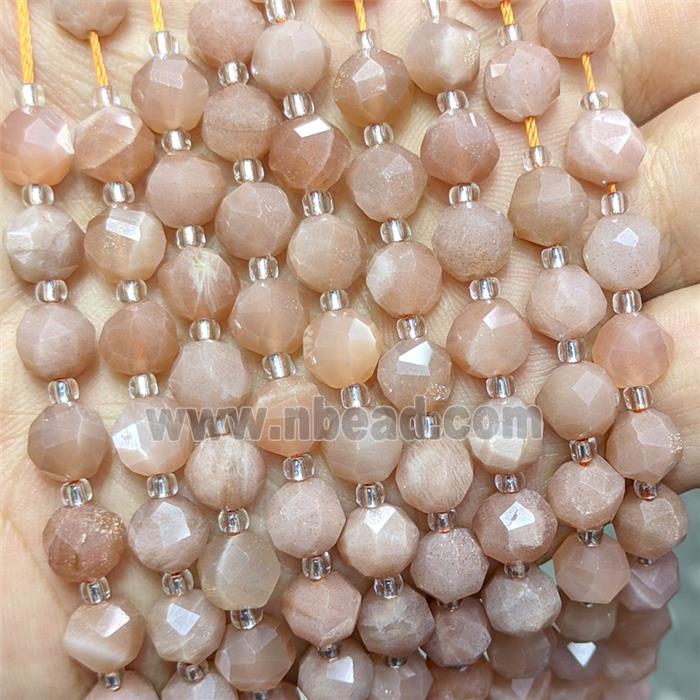 Natural Peach Sunstone Beads Cutted Round