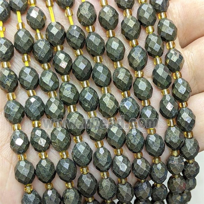 Natural Pyrite Beads Faceted Rice