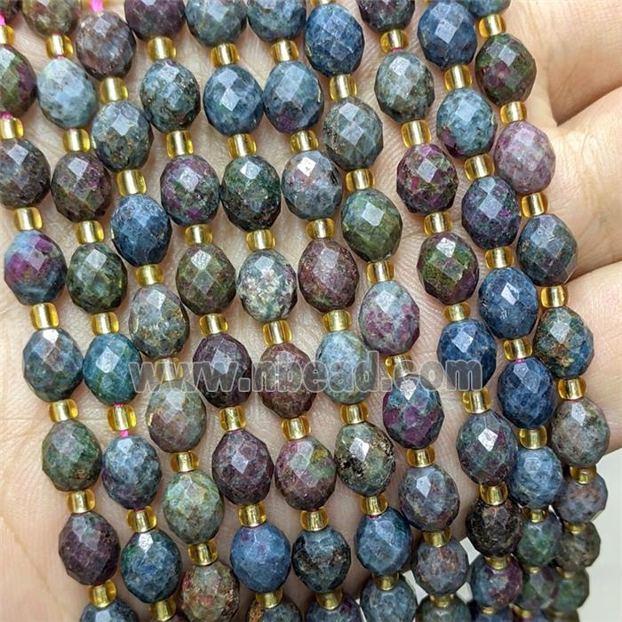 Natural Sapphire And Ruby Beads Faceted Rice