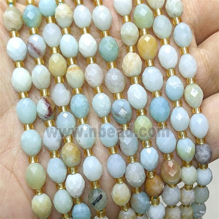 Natural Chinese Amazonite Beads Faceted Rice
