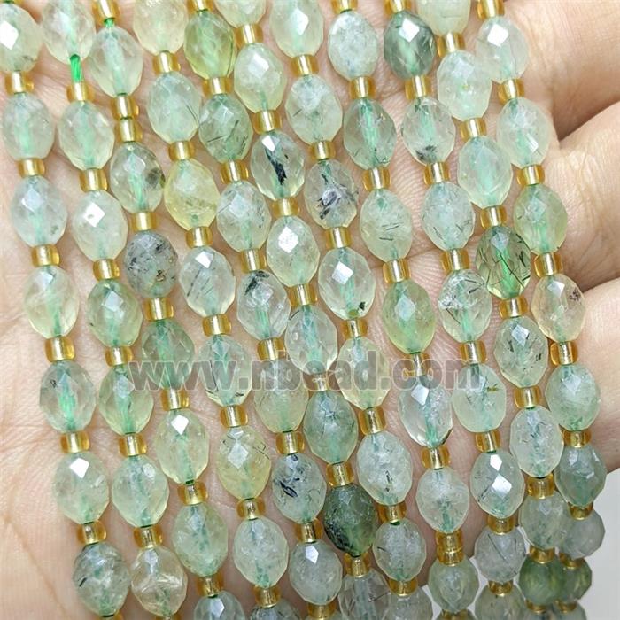 Natural Green Prehnite Beads Faceted Rice