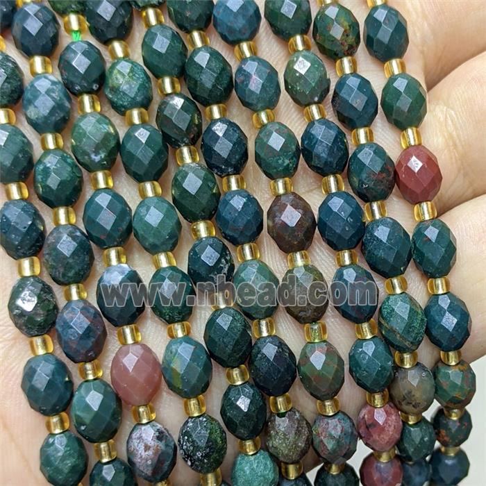 Natural Green Chook Bloodstone Beads Faceted Rice