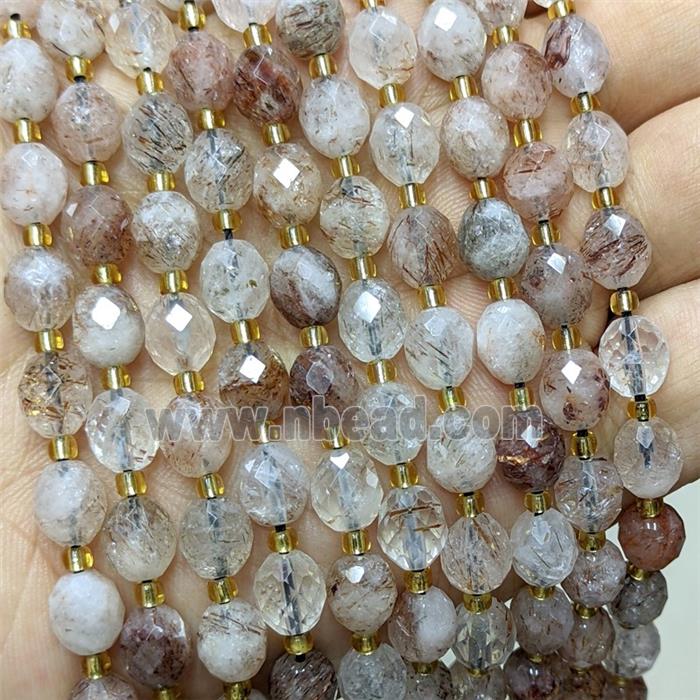 Natural Black Golden Super7 Rutilated Quartz Beads Faceted Rice