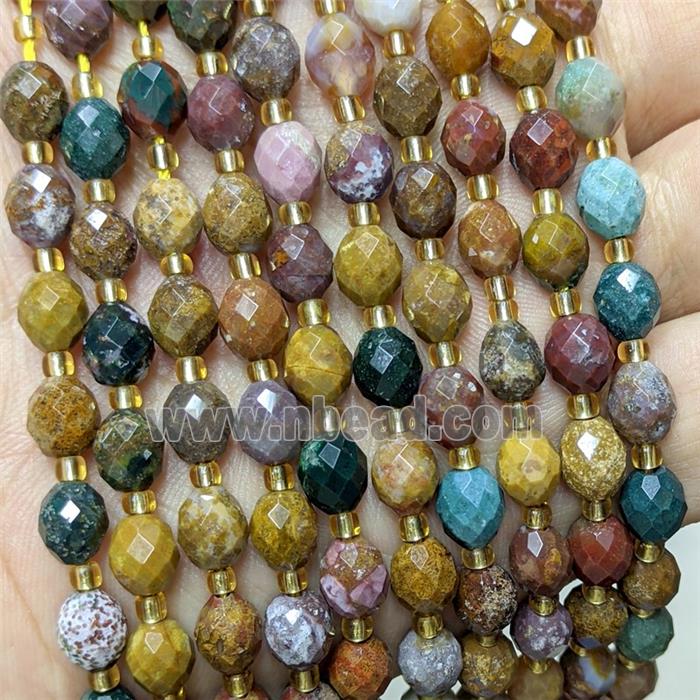 Natural Ocean Agate Beads Multicolor Faceted Rice