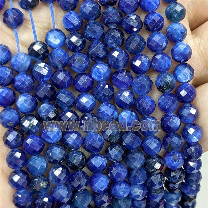 Natural Kyanite Beads Blue Treated Faceted Round