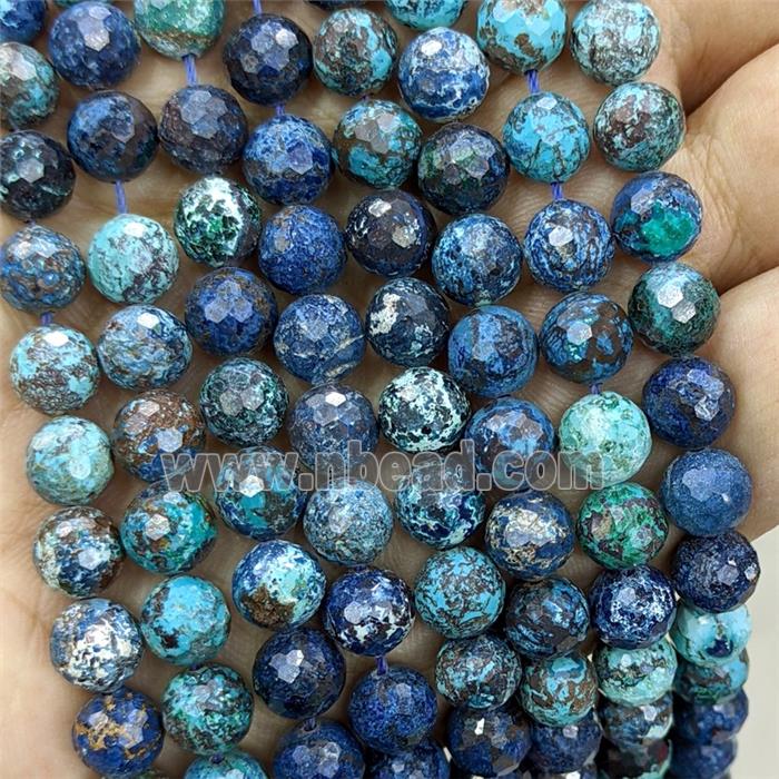 Natural Blue Chrysocolla Beads Faceted Round