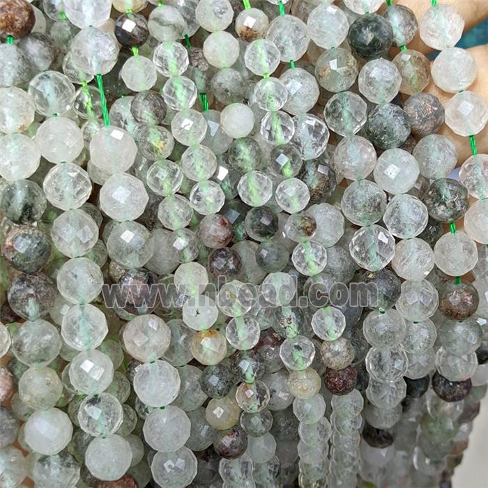 Natural Chlorite Quartz Beads Green Faceted Round