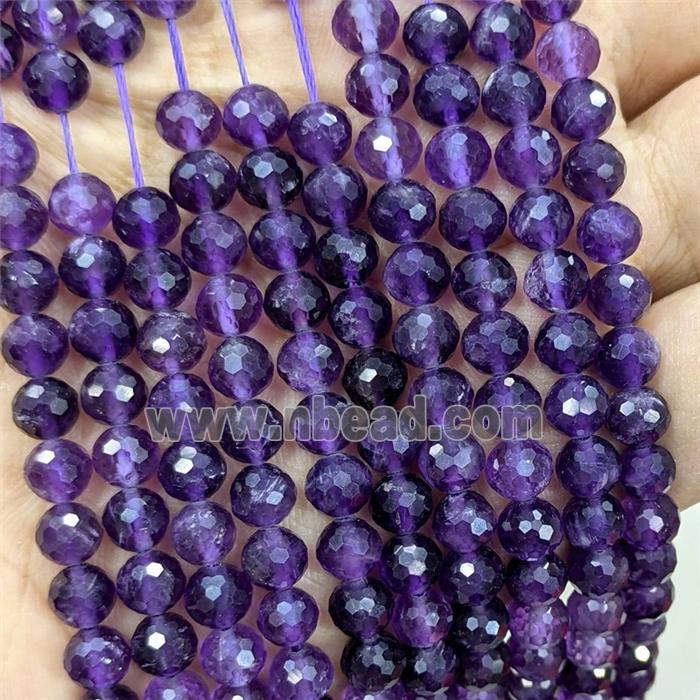 Natural Purple Amethyst Beads Faceted Round
