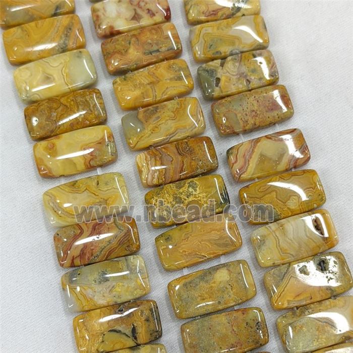 Natural Yellow Crazy Lace Agate Beads Two Holes Rectangle