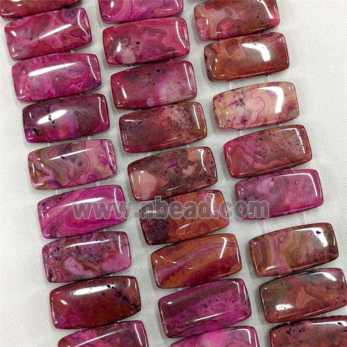 Natural Crazy Lace Agate Beads Two Holes Rectangle Red Dye